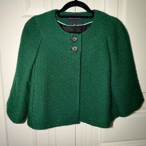 Vintage Banana Republic Women’s Emerald Bouclé Capelet with Button Front